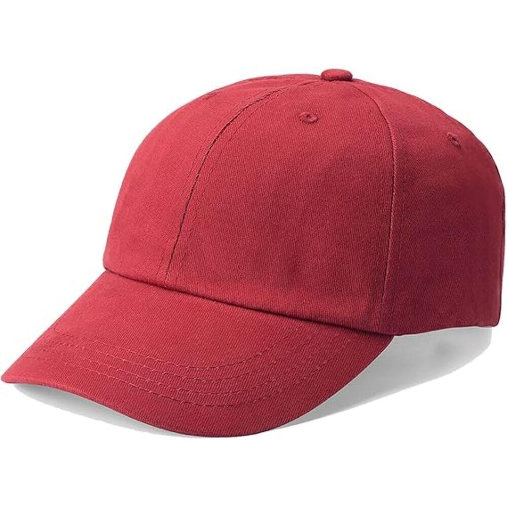 Unisex Dark Red Washed Ponytail Slot Adjustable Buckle Classic Baseball Cap